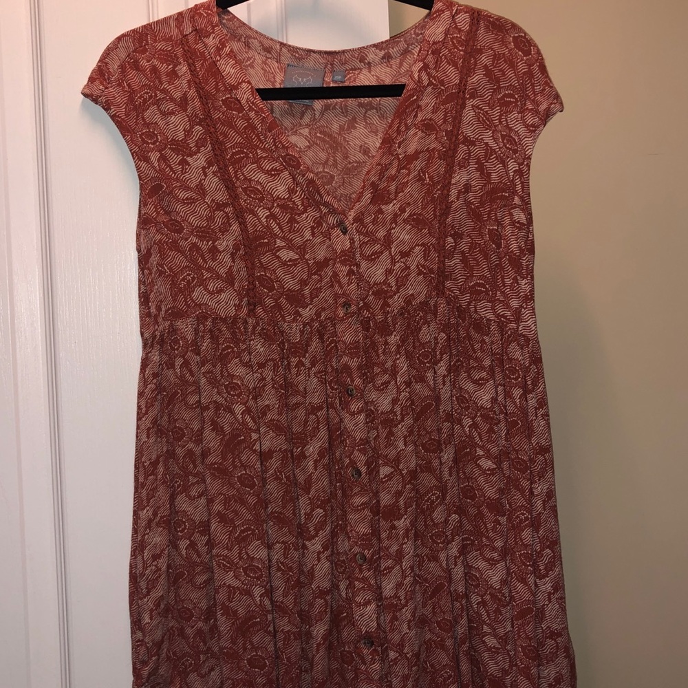 Anthropologie dark orange flowy tunic top